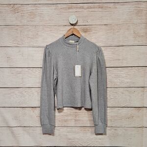 NWT Elie Tahari Gray High Neck Cropped Sweater Blouse